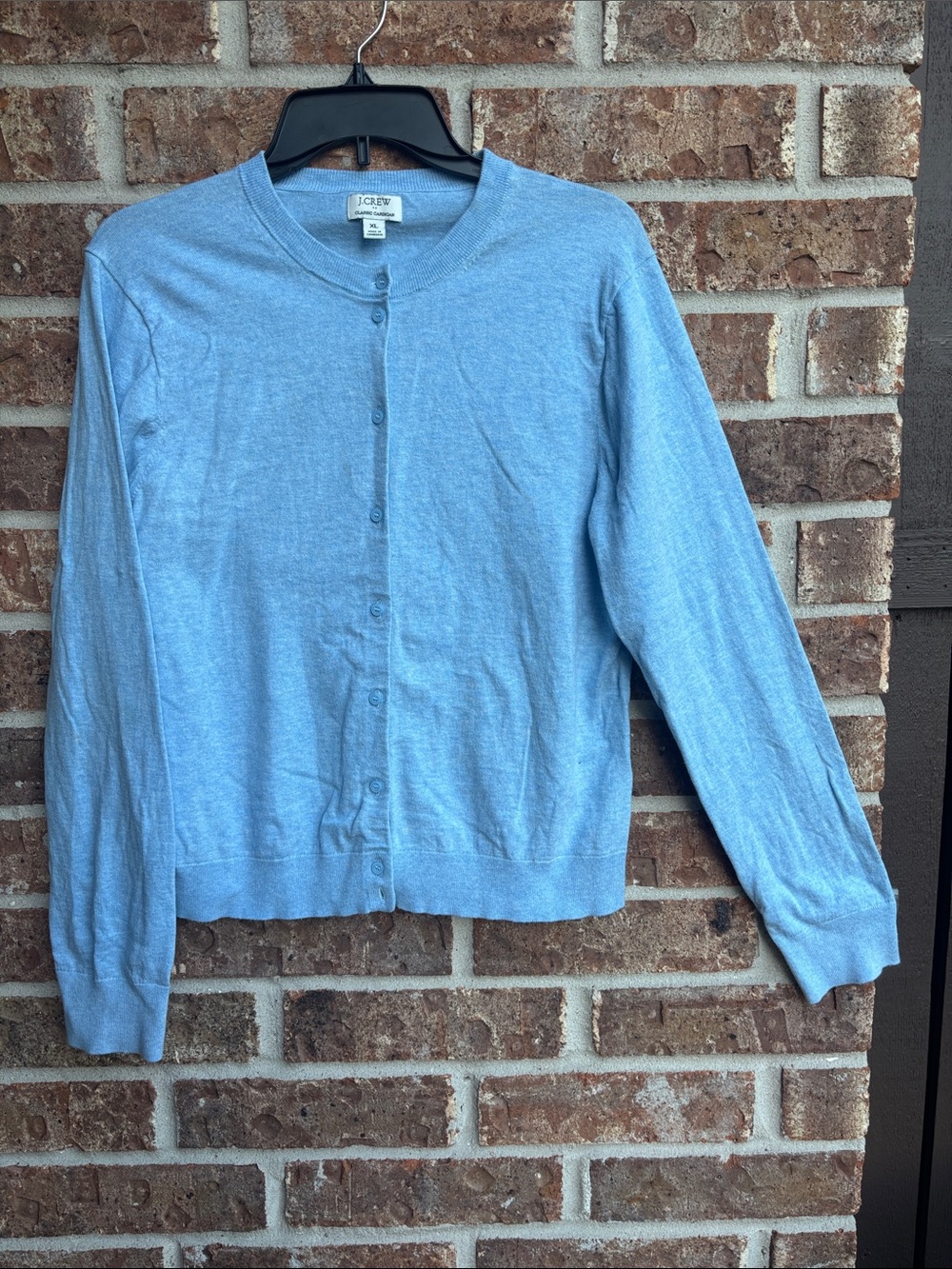 J. Crew Classic Sky Blue Button-Front Crewneck Cardigan